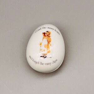 1970’s Holly Hobbie Porcelain Egg Shaped Trinket Box